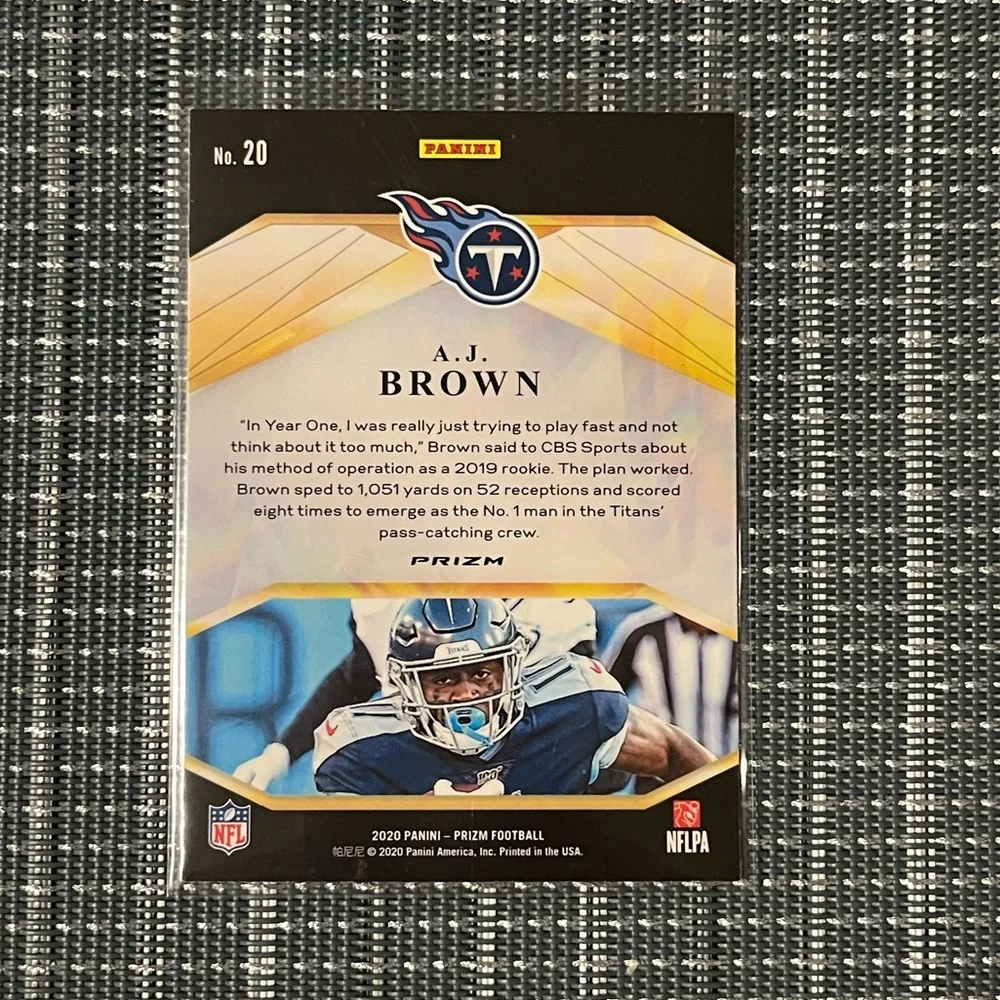 Prizm 🏈 AJ Brown TN Titan’s 2020 Panini Prizm Football Sports Card #20, Qty 1